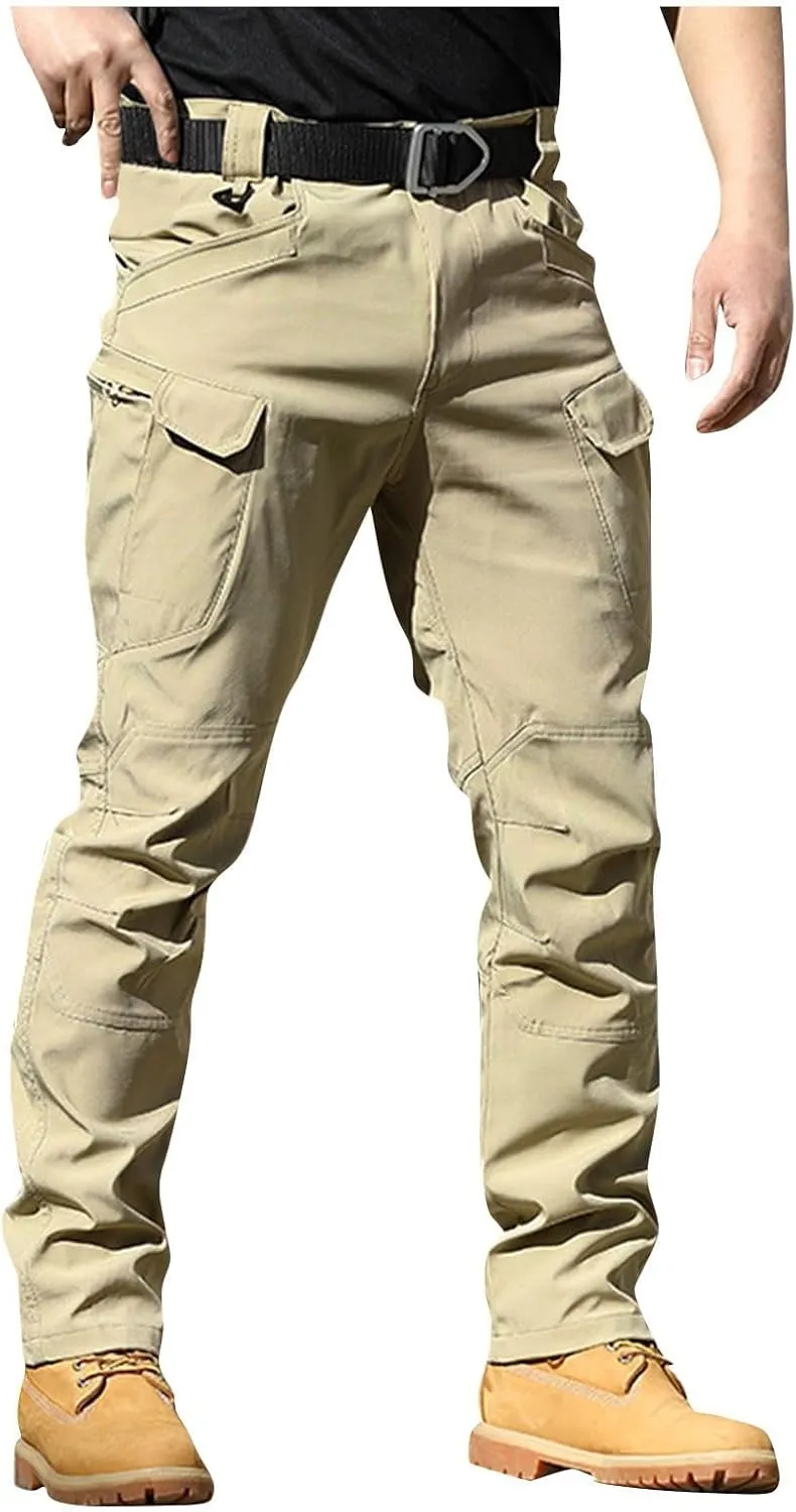 Tactical Pants for Men Waterproof Straight Leg Lightweight Cargo Pants Hiking Baggy Cargo Pants with Pockets