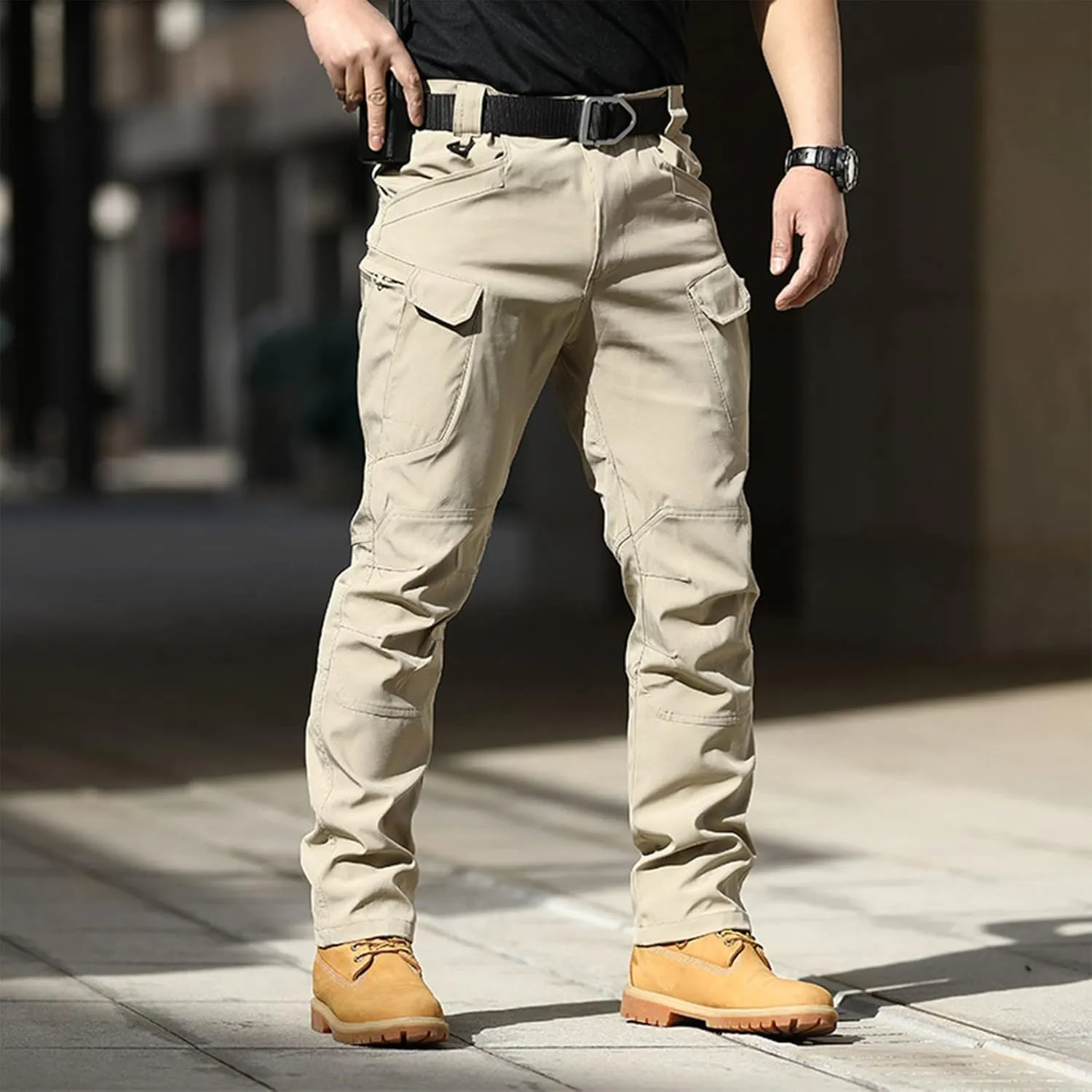 Tactical Pants for Men Waterproof Straight Leg Lightweight Cargo Pants Hiking Baggy Cargo Pants with Pockets