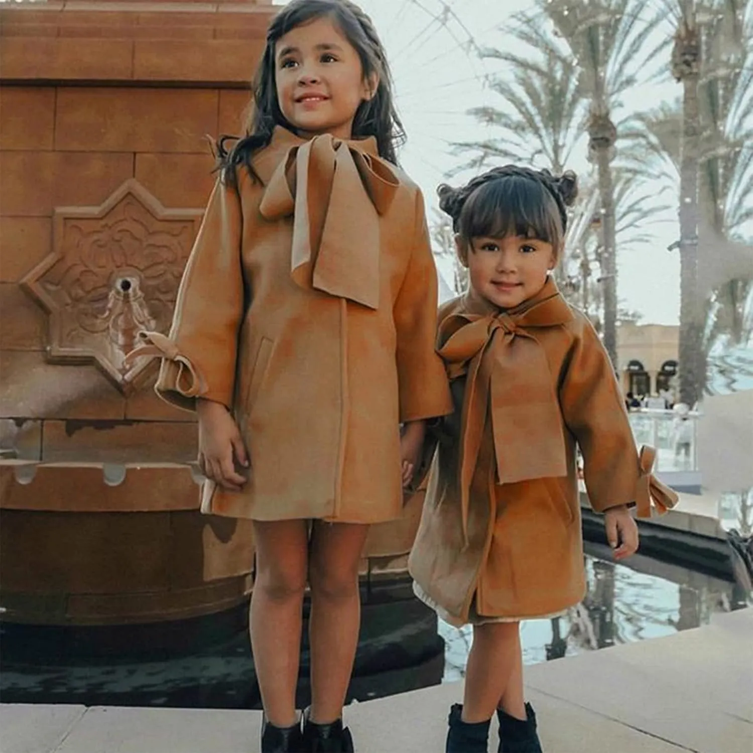 Toddler Girls Trench Coat Long Winter Jacket Kids Girls' Dress Coat Wool Blend Long Peacoat Faux Fur Jacket Outerwear
