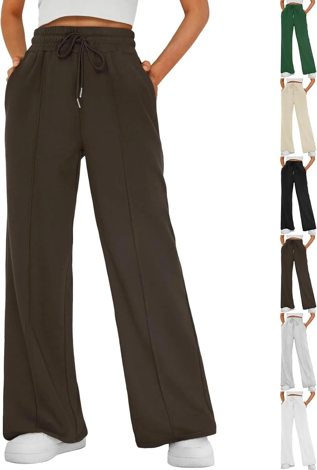 Track Pants for Women Baggy High Waisted Wide Leg Sweatpants Oversized Lightweight Lounge Pants with Pockets