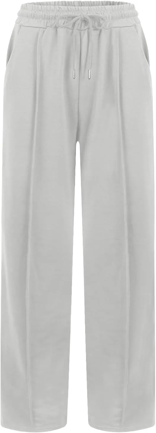 Track Pants for Women Baggy High Waisted Wide Leg Sweatpants Oversized Lightweight Lounge Pants with Pockets