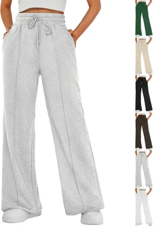 Track Pants for Women Baggy High Waisted Wide Leg Sweatpants Oversized Lightweight Lounge Pants with Pockets