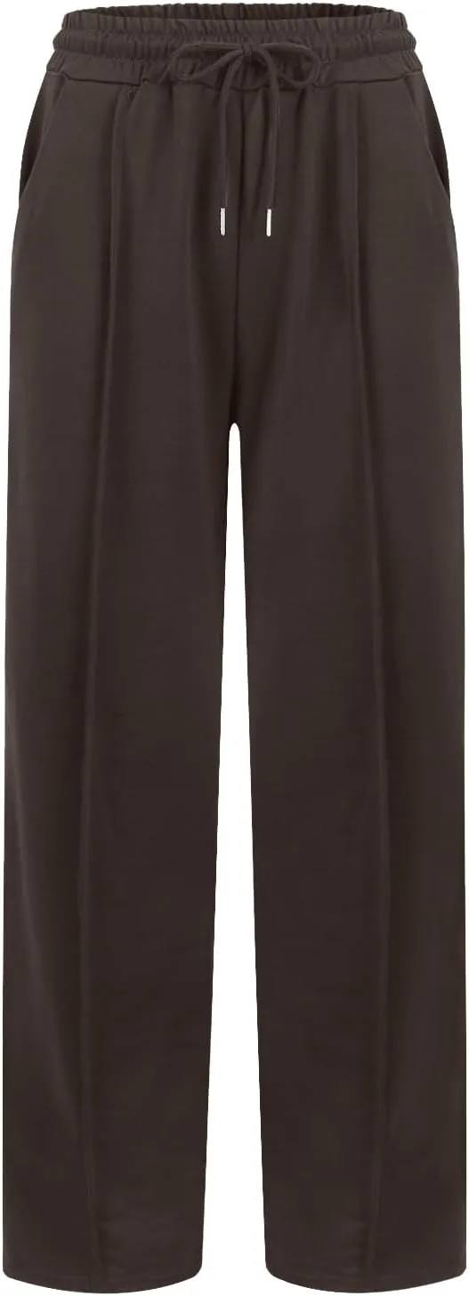 Track Pants for Women Baggy High Waisted Wide Leg Sweatpants Oversized Lightweight Lounge Pants with Pockets