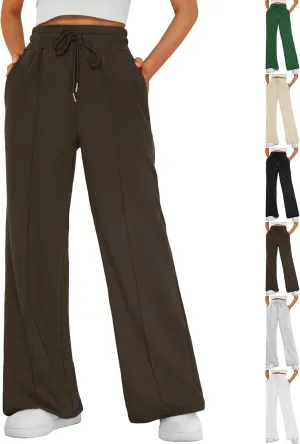 Track Pants for Women Baggy High Waisted Wide Leg Sweatpants Oversized Lightweight Lounge Pants with Pockets