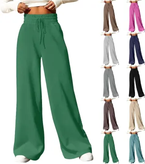 Track Pants for Women Drawstring High Waisted Baggy Sweatpants Casual Heavyweight Fleece Lounge Pants with Pockets