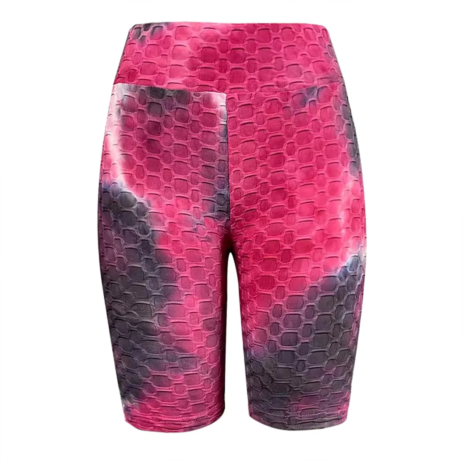 Tummy Control Booty Shorts Women Tie Dye High Waist Yoga Shorts Bubble Texture Butt Lifting Shorts Workout Shorts