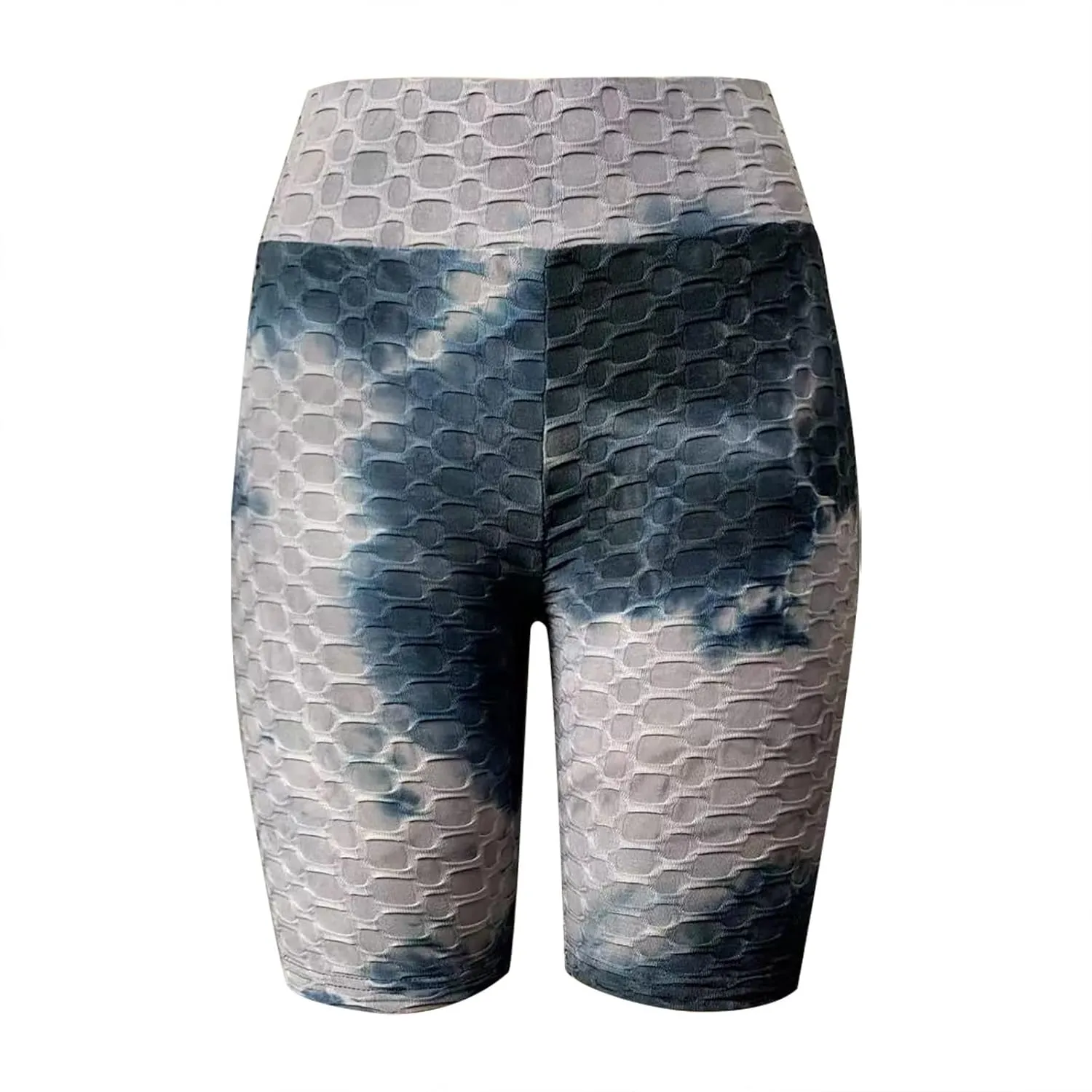 Tummy Control Booty Shorts Women Tie Dye High Waist Yoga Shorts Bubble Texture Butt Lifting Shorts Workout Shorts