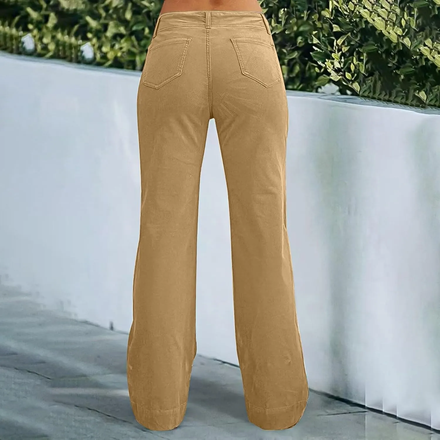Twill Wide Leg Pants Woman Causal High Waisted Flared Pants with Pockets Classic Comfort Straight Leg Twill Pant