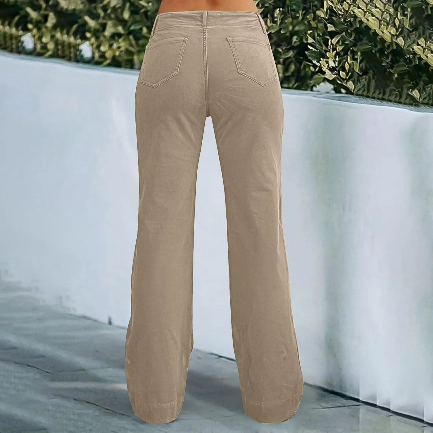 Twill Wide Leg Pants Woman Causal High Waisted Flared Pants with Pockets Classic Comfort Straight Leg Twill Pant
