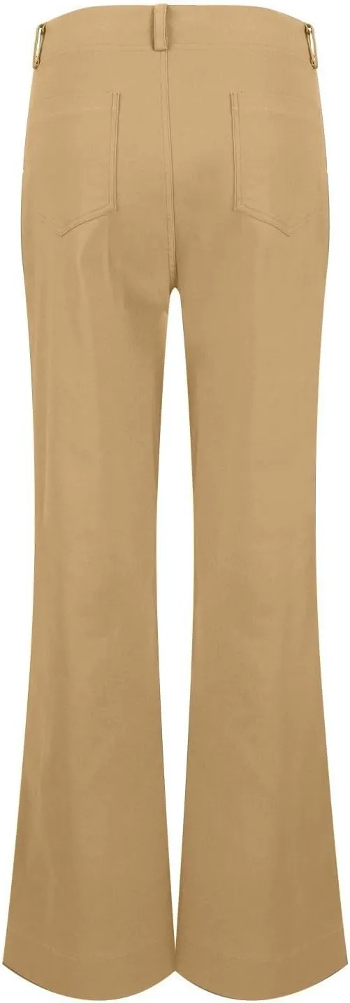 Twill Wide Leg Pants Woman Causal High Waisted Flared Pants with Pockets Classic Comfort Straight Leg Twill Pant