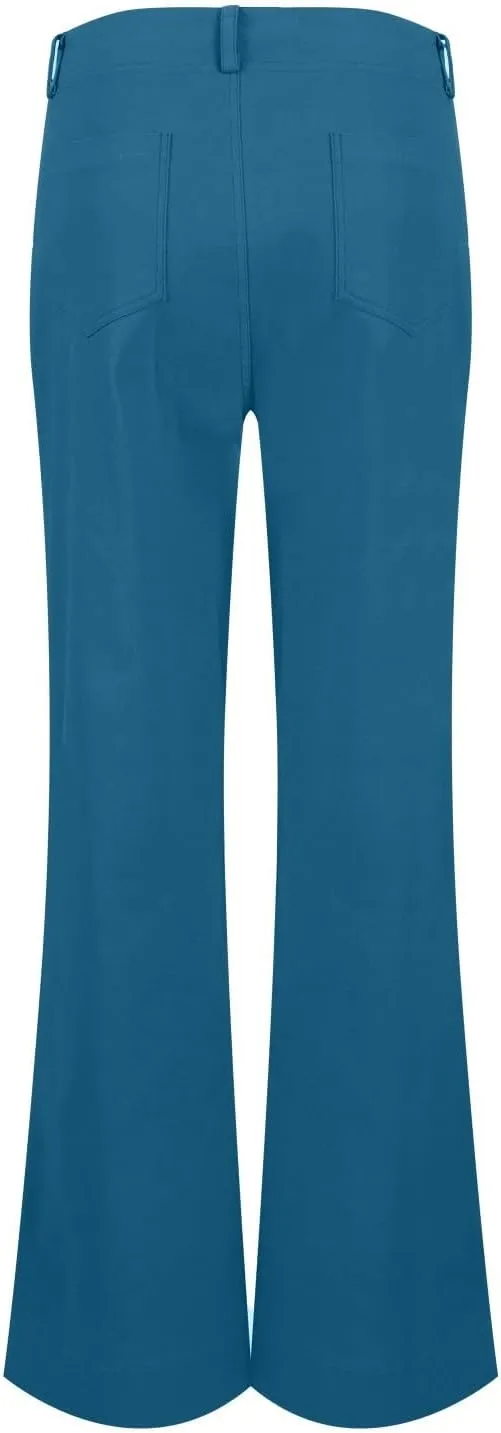 Twill Wide Leg Pants Woman Causal High Waisted Flared Pants with Pockets Classic Comfort Straight Leg Twill Pant