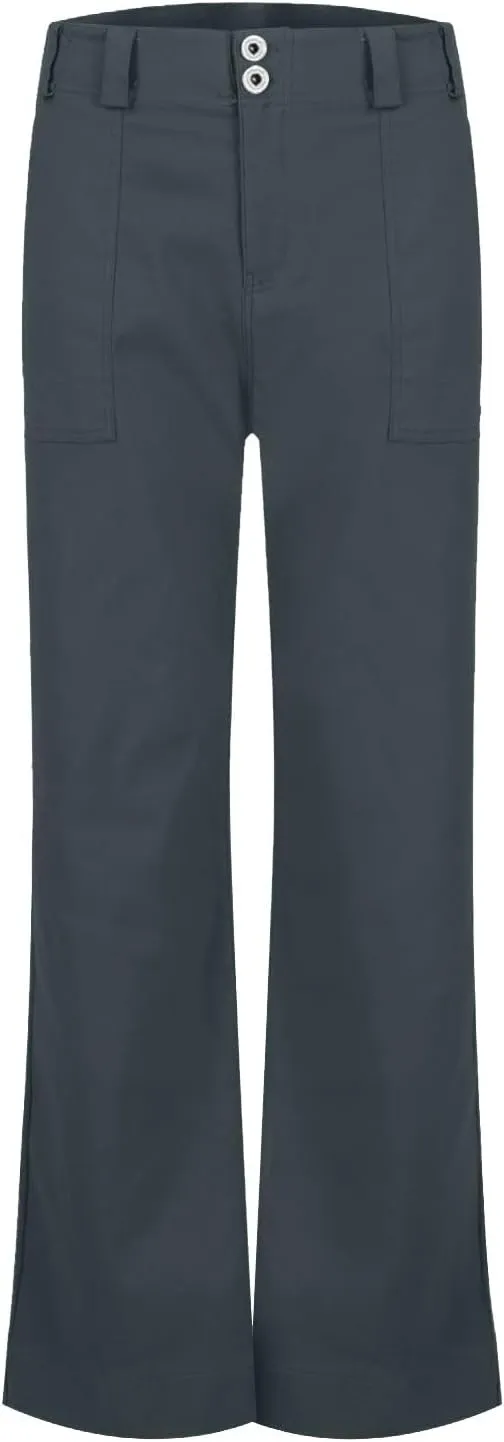 Twill Wide Leg Pants Woman Causal High Waisted Flared Pants with Pockets Classic Comfort Straight Leg Twill Pant