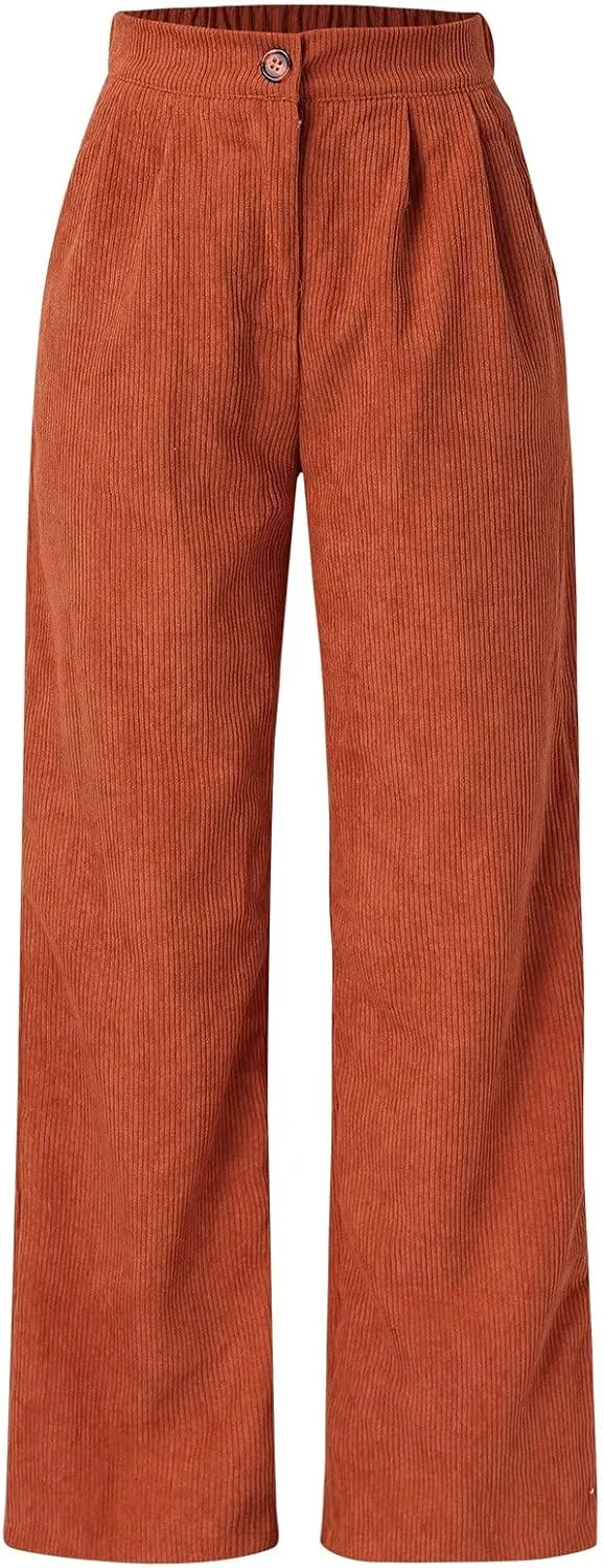 Wide Leg Pants for Women High Waisted Baggy Button Down Pants Fashion Loose Boyfriend Straight Leg Trousers