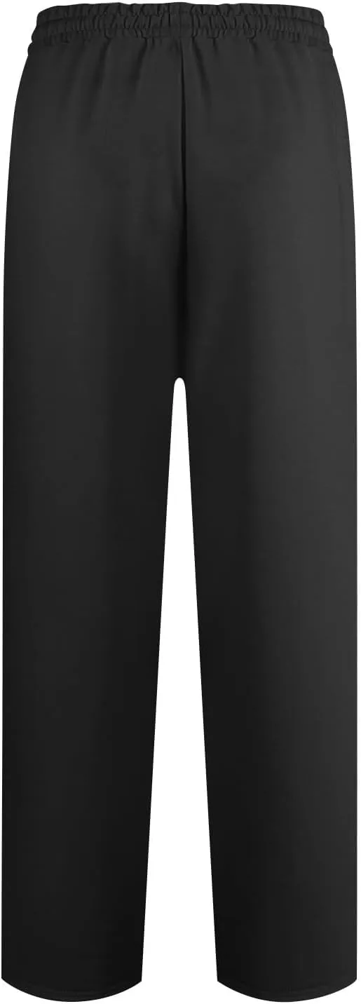 Wide Leg Sweatpants for Women Baggy Interior Drawstring Track Pants High Waisted Athletic Joggers with Pockets