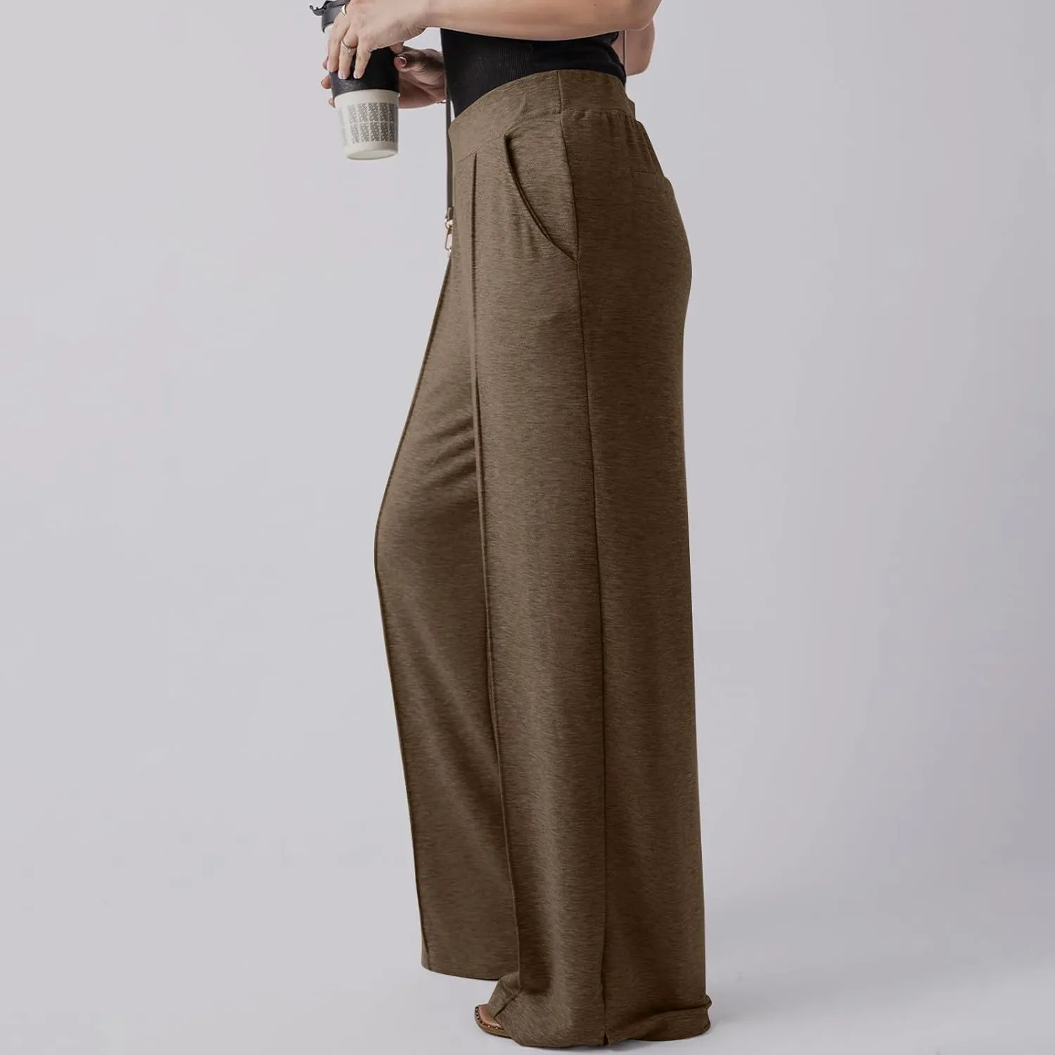 Wide Leg Sweatpants Women Baggy High Elastic Waist Loose Yoga Pants with Pockets Fleece Lined Athletic Golf Joggers