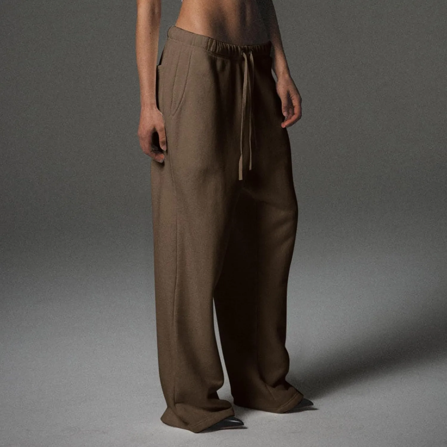 Wide Leg Sweatpants Women Casual Comfy Fleece Lined Joggers Baggy Drawstring Low Rise Sweat Pants with Pockets