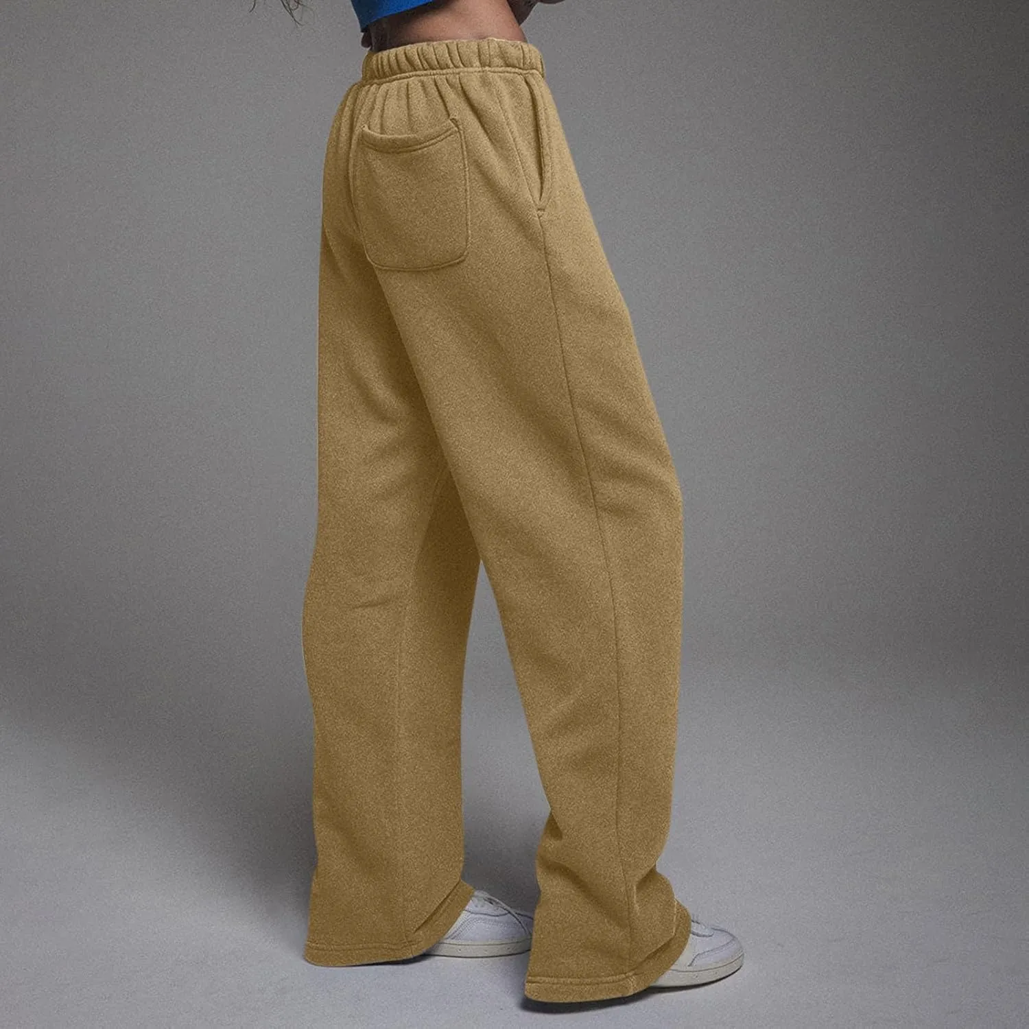 Wide Leg Sweatpants Women Casual Comfy Fleece Lined Joggers Baggy Drawstring Low Rise Sweat Pants with Pockets
