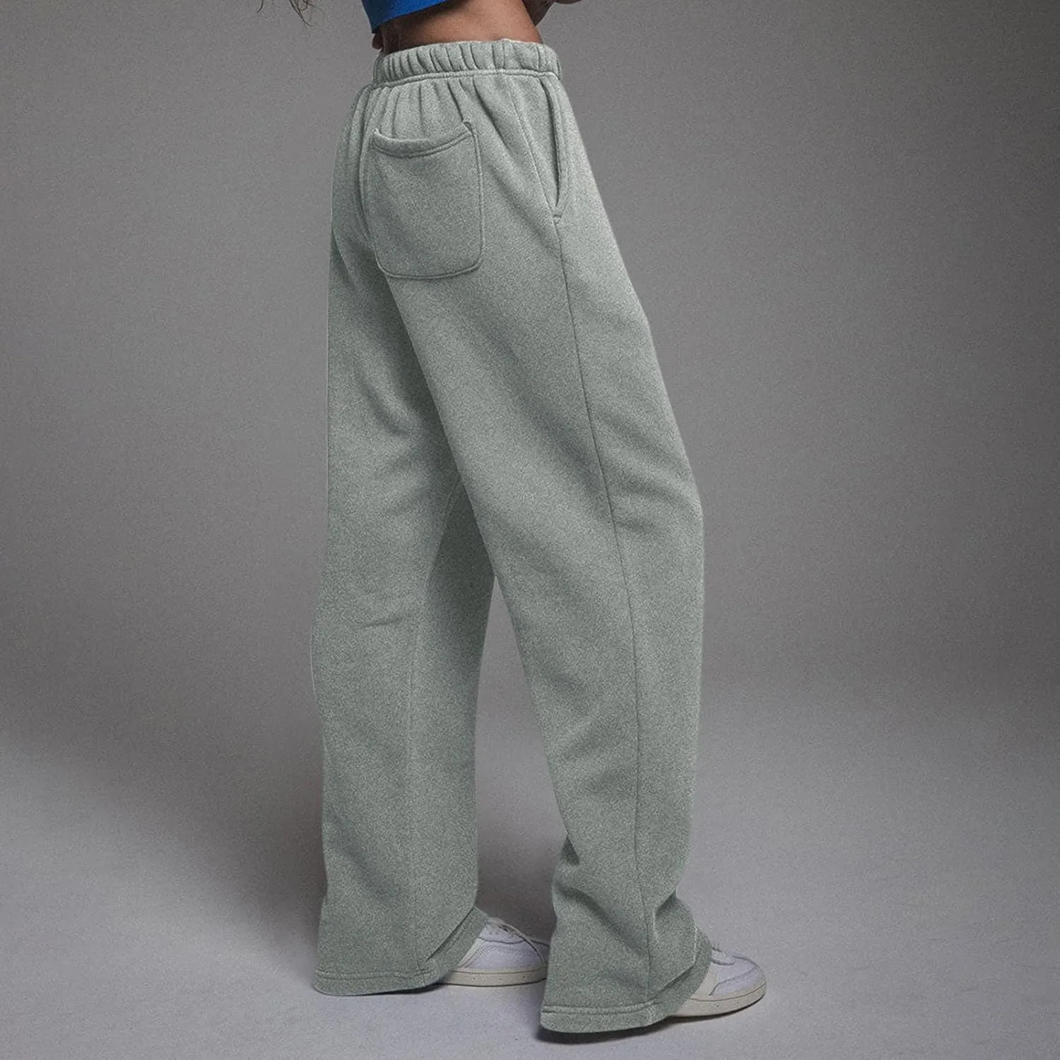 Wide Leg Sweatpants Women Casual Comfy Fleece Lined Joggers Baggy Drawstring Low Rise Sweat Pants with Pockets