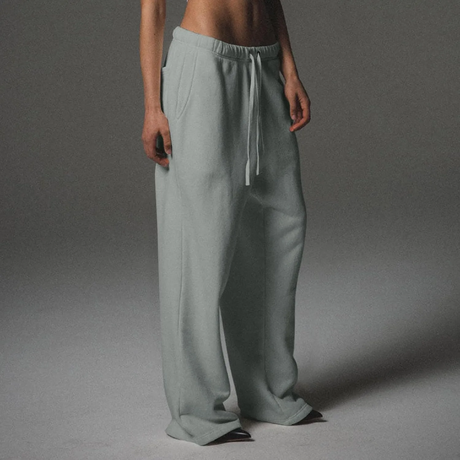 Wide Leg Sweatpants Women Casual Comfy Fleece Lined Joggers Baggy Drawstring Low Rise Sweat Pants with Pockets
