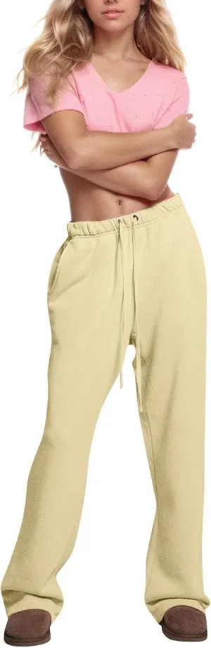 Wide Leg Sweatpants Women Casual Comfy Fleece Lined Joggers Baggy Drawstring Low Rise Sweat Pants with Pockets