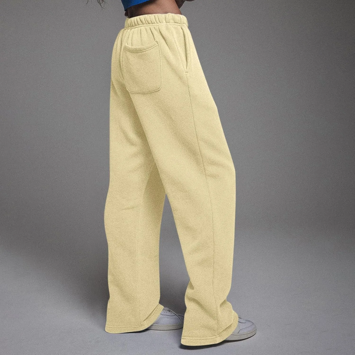 Wide Leg Sweatpants Women Casual Comfy Fleece Lined Joggers Baggy Drawstring Low Rise Sweat Pants with Pockets
