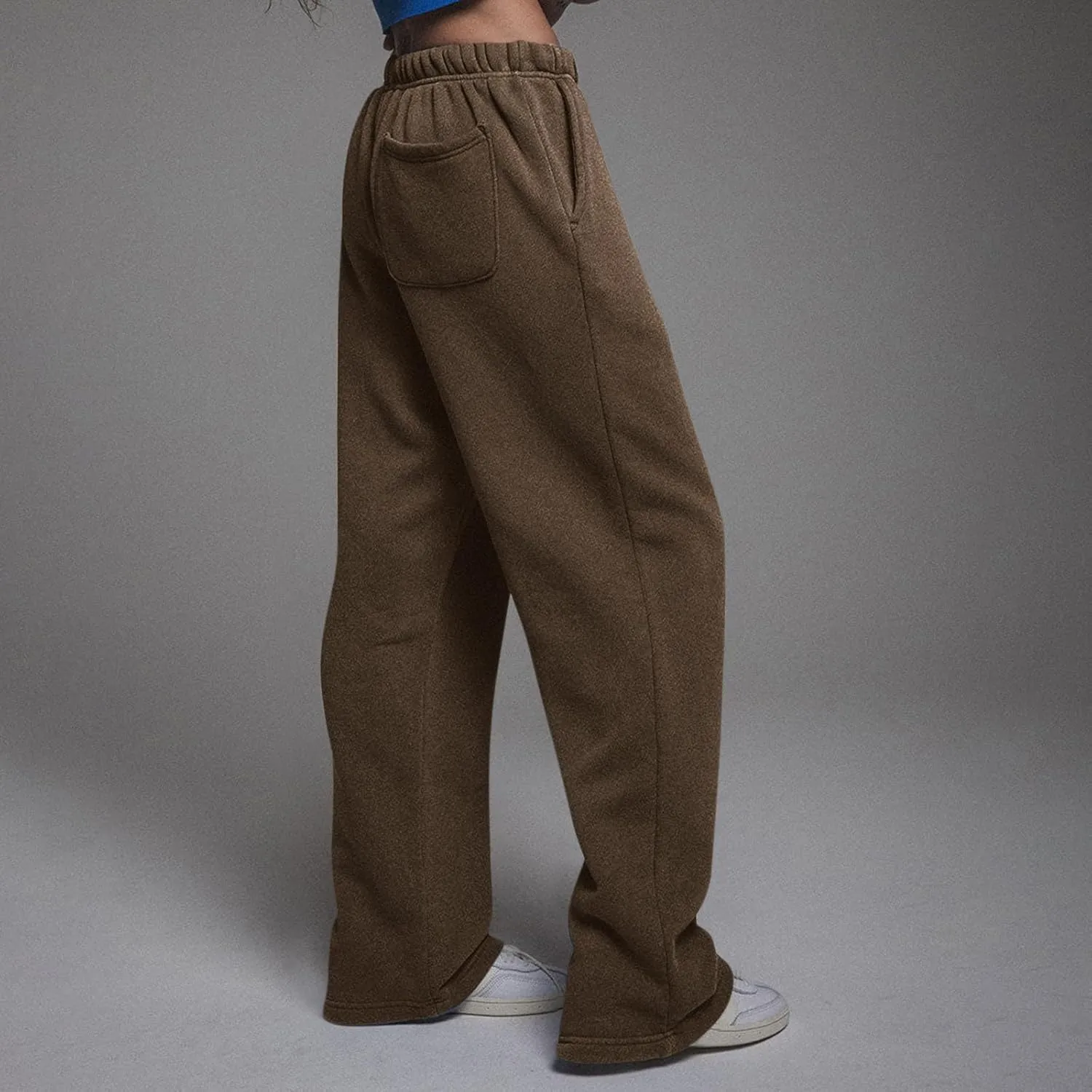 Wide Leg Sweatpants Women Casual Comfy Fleece Lined Joggers Baggy Drawstring Low Rise Sweat Pants with Pockets