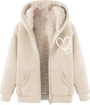 Winter Coats For Women Fuzzy Fleece Jacket Hooded Warm Sherpa Fleece Lined Cardigan Coat Outerwear With Pocket