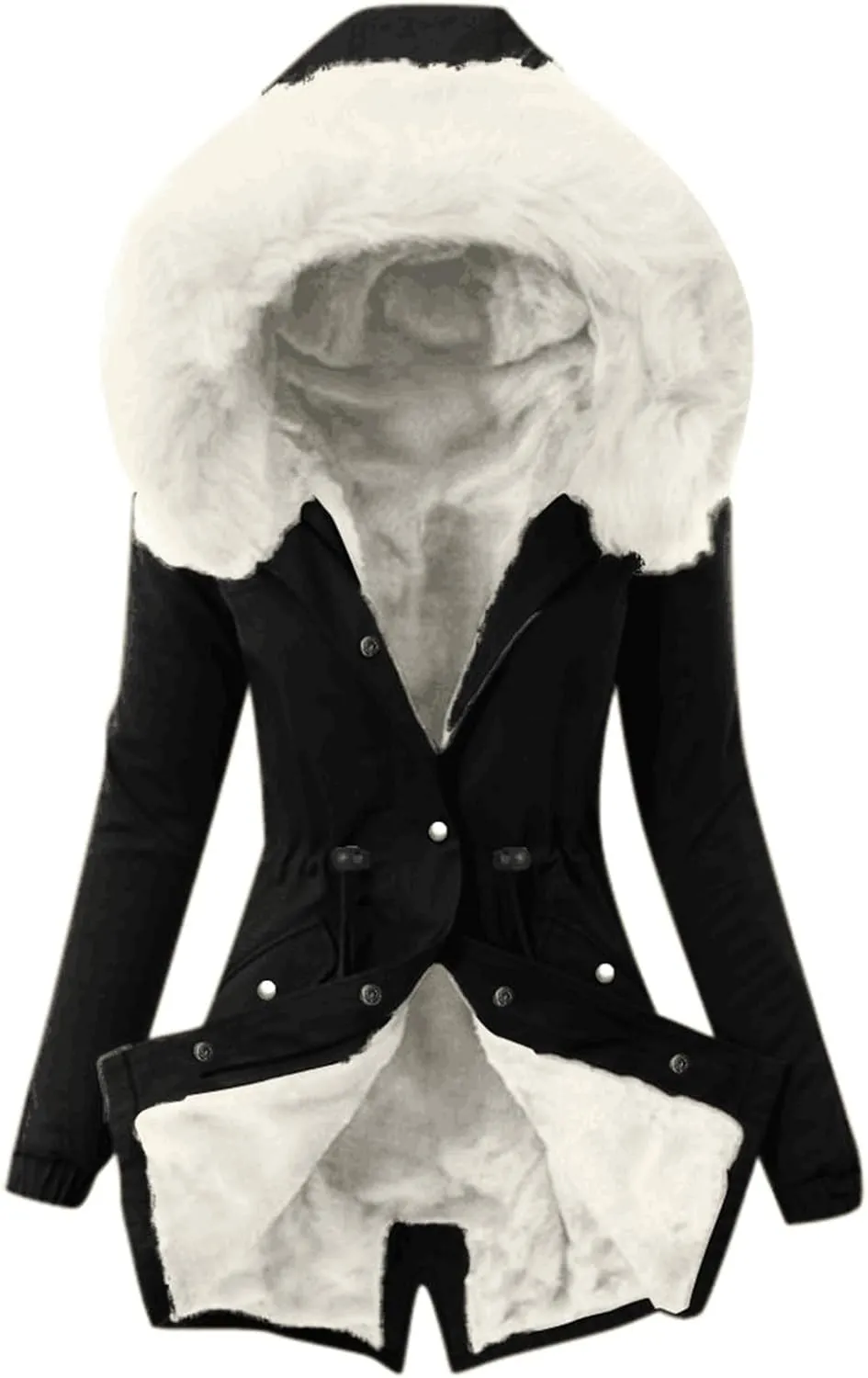Winter Coats for Women Warm Lamb Wool Coat Mid Length Sherpa Thick Jackets with Hood Parka Jacket