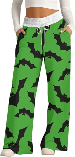 Women Halloween Trendy Sweatpants for Wide Leg Cotton Linen Explosion Loose Trousers Womens Wide Leg Sweatpants