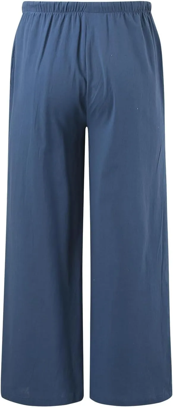 Women Linen Palazzo Pants Winter Satin Sports Jeans with Pockets Fleece Lined Water Resistant