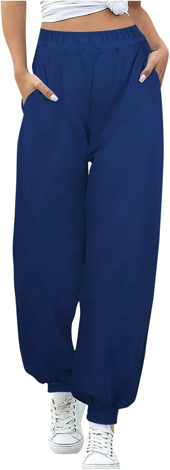 Women's Baggy Cinch Bottom Joggers High Waisted Running Sweatpants Lounge Sweat Track Loose Jogging Trouser Y2K Pants