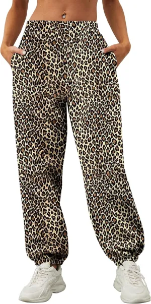 Women's Baggy Fleece Sweatpants Casual High Waisted Joggers Pants Fitted Sweat Pants with Pockets
