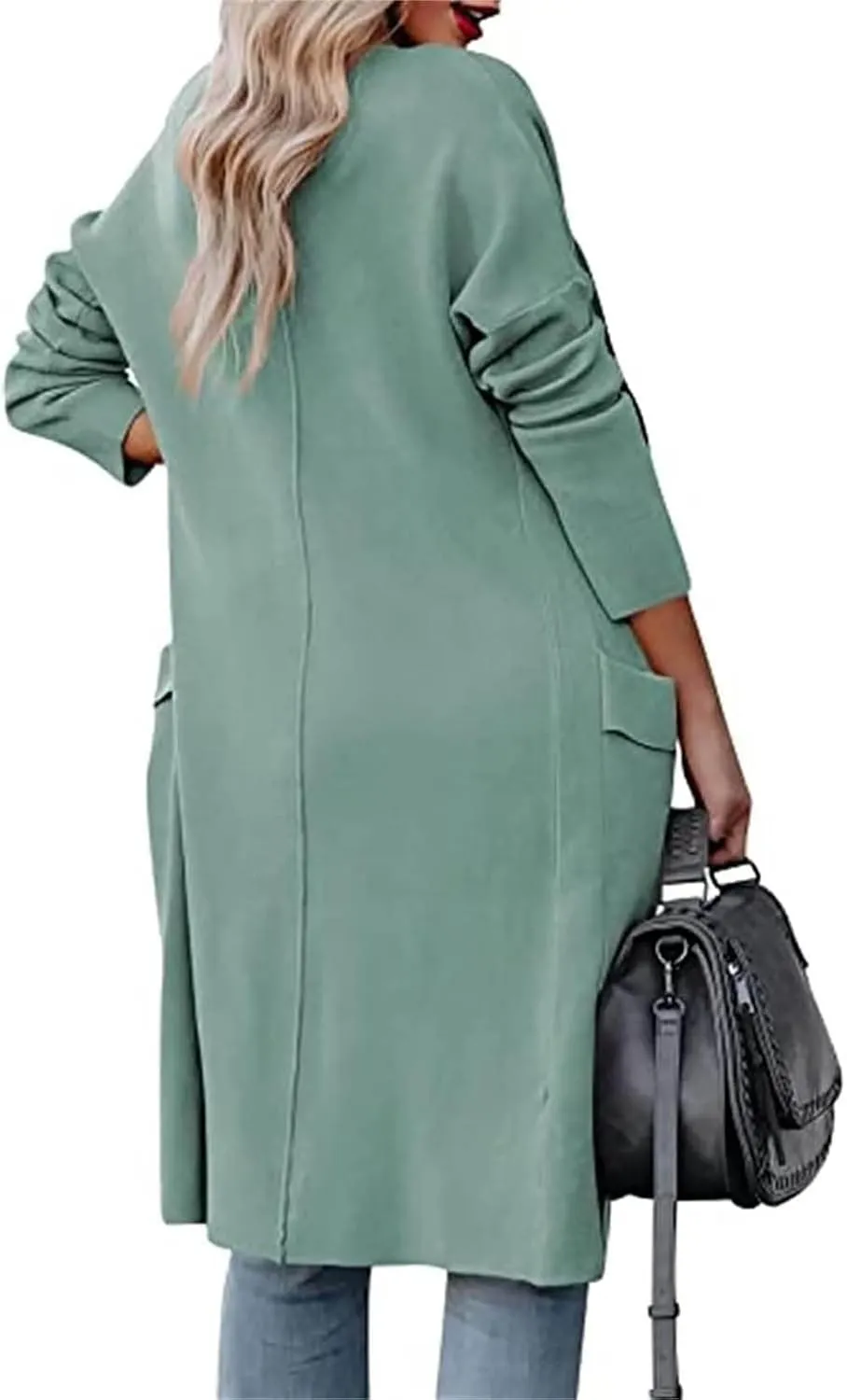 Womens Casual Long Cardigan Draped Open Front Jackets Wool Blend Long Over Coats 2024