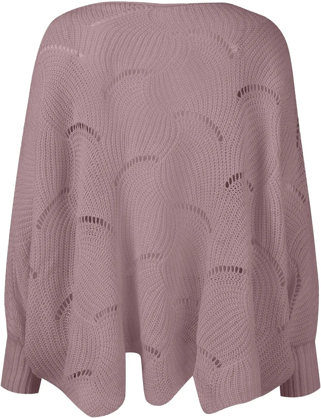 Women's Casual Trendy Loose Crew Neck Cutout Solid Cable Knit Sweater,S-5XL