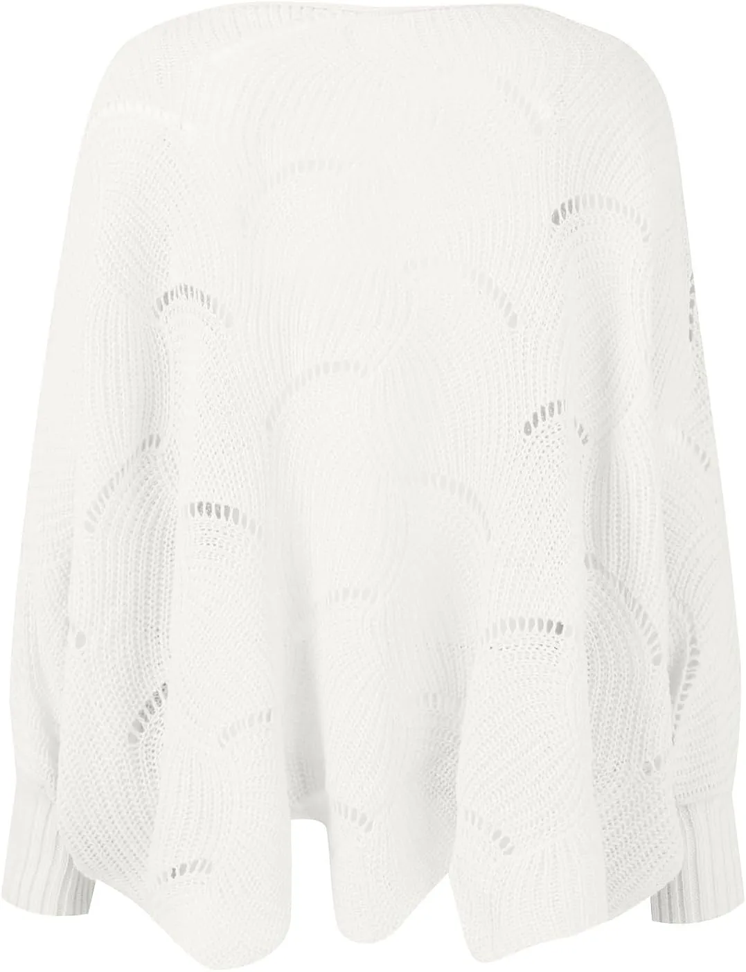 Women's Casual Trendy Loose Crew Neck Cutout Solid Cable Knit Sweater,S-5XL