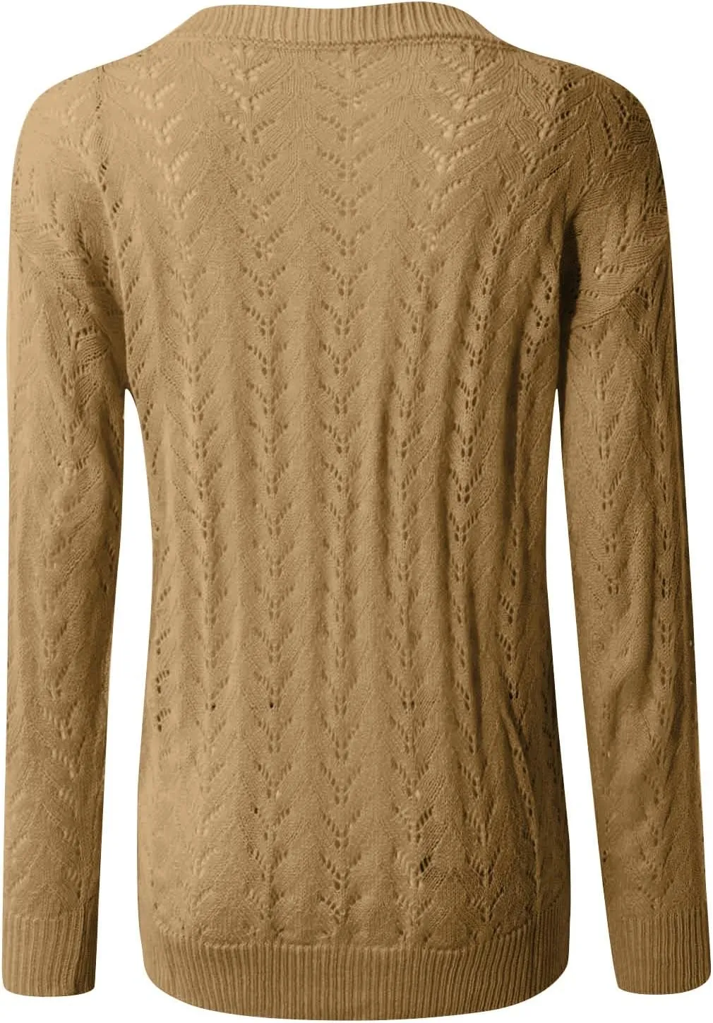 Women's Casual Trendy Solid Color V-Neck Cable Knit Hollow Out Sexy Sweater, S-3XL