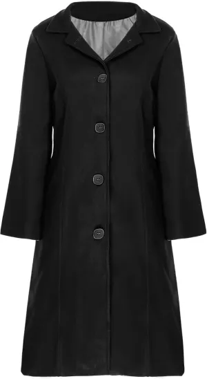 Women's Elegant Solid Color Mid-Length Thicken Warm Wool Blend Coat Long Jackets