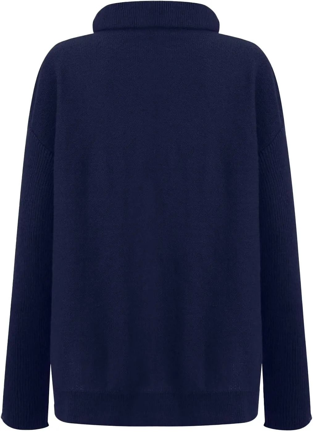 Women's Fall Winter Trendy Loose Turtleneck Long Sleeve Solid Knit Sweater