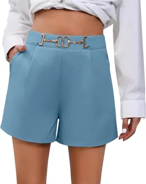 Women's Fashion Blazer Shorts, Business Office 5'' Formal Clothes Solid Color Performance Elegan Shorts with Pockets