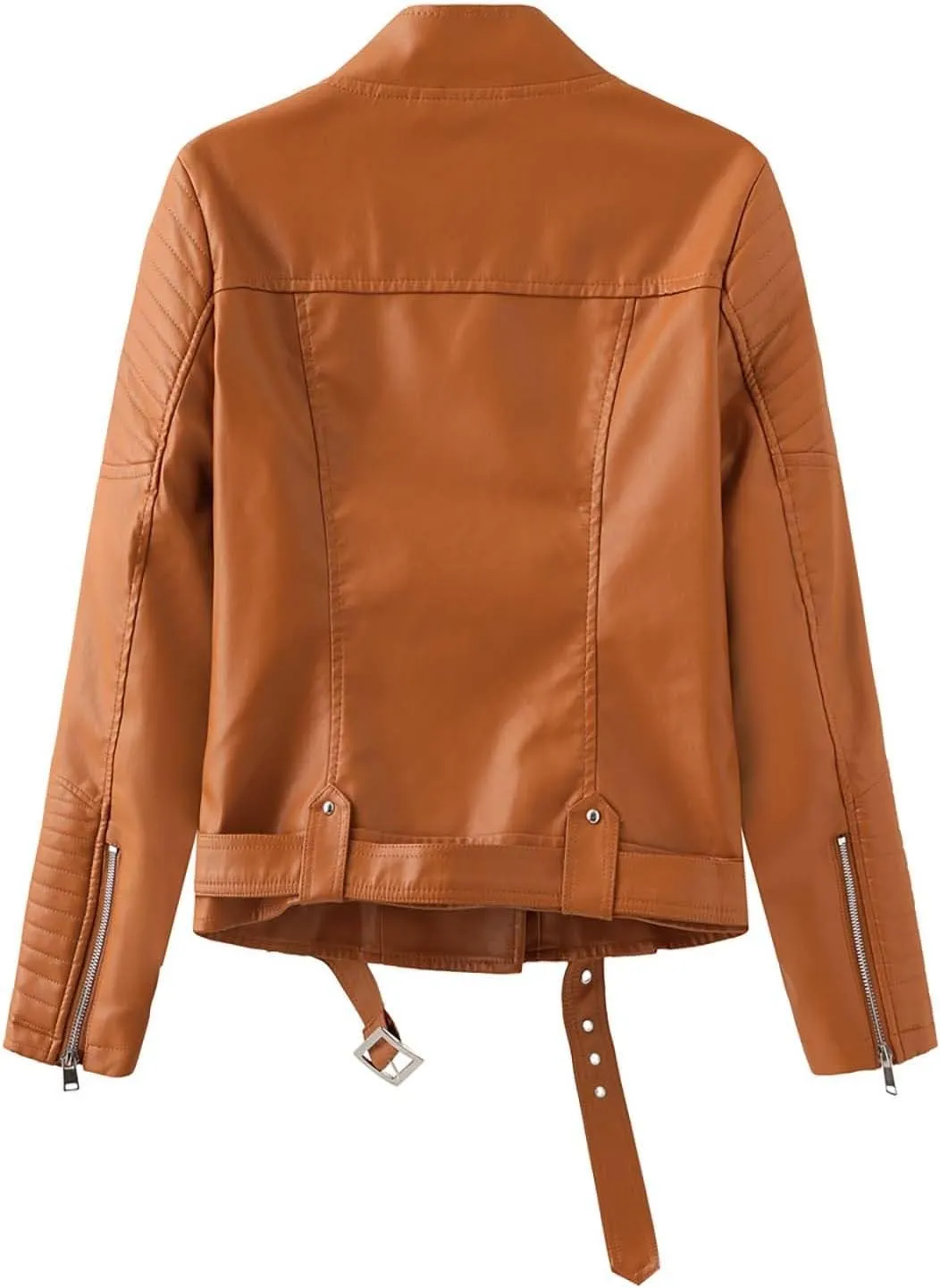 Womens Faux Leather Shacket Jackets Plus Size Motorcycle Jacket with Belted Zip Pockets Loose Fit Pleather Bike Coat