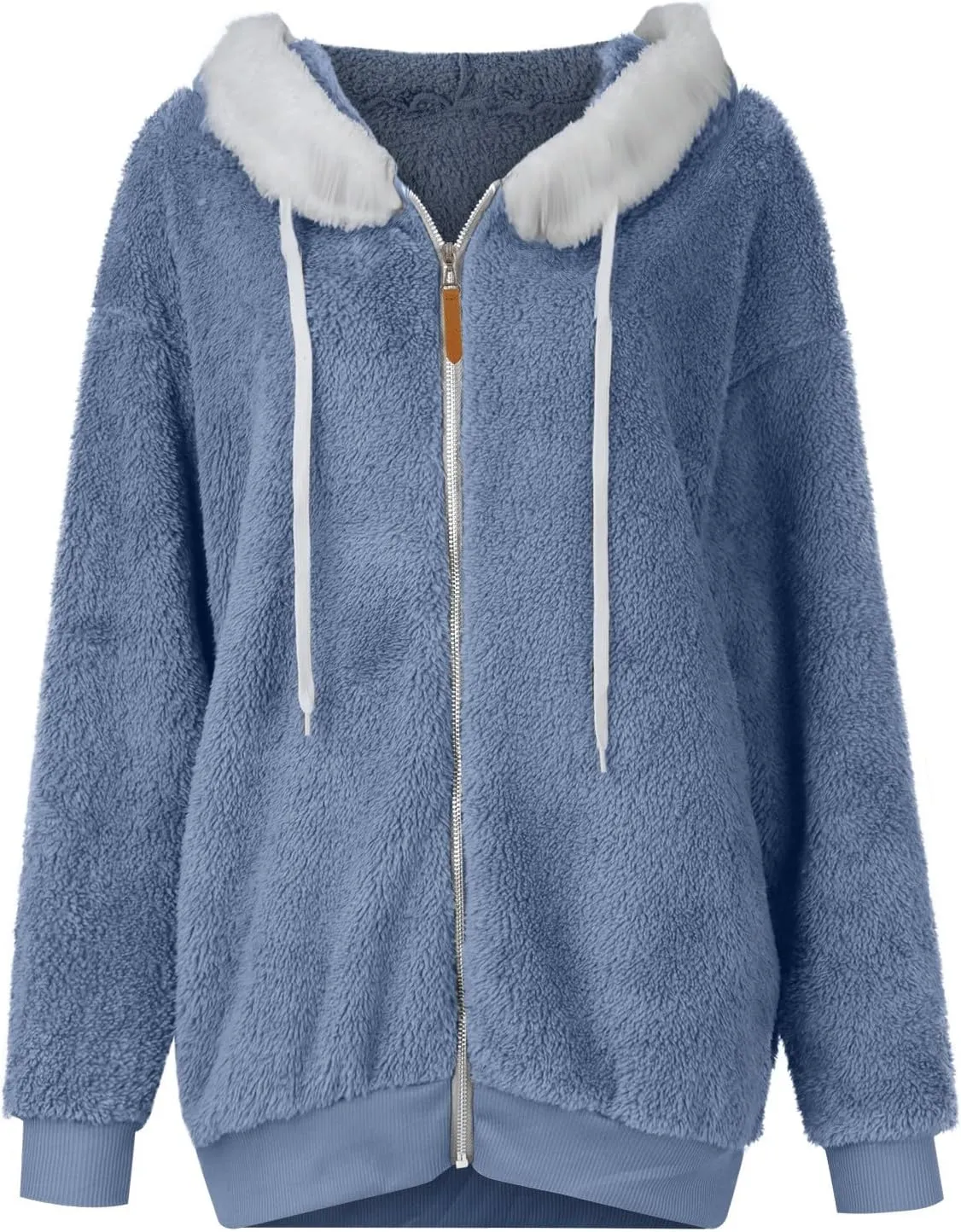 Womens Full Zip Up Sherpa Hoodie Fuzzy Fleece Jackets Oversized Fluffy Coat with Pockets S-5Xl