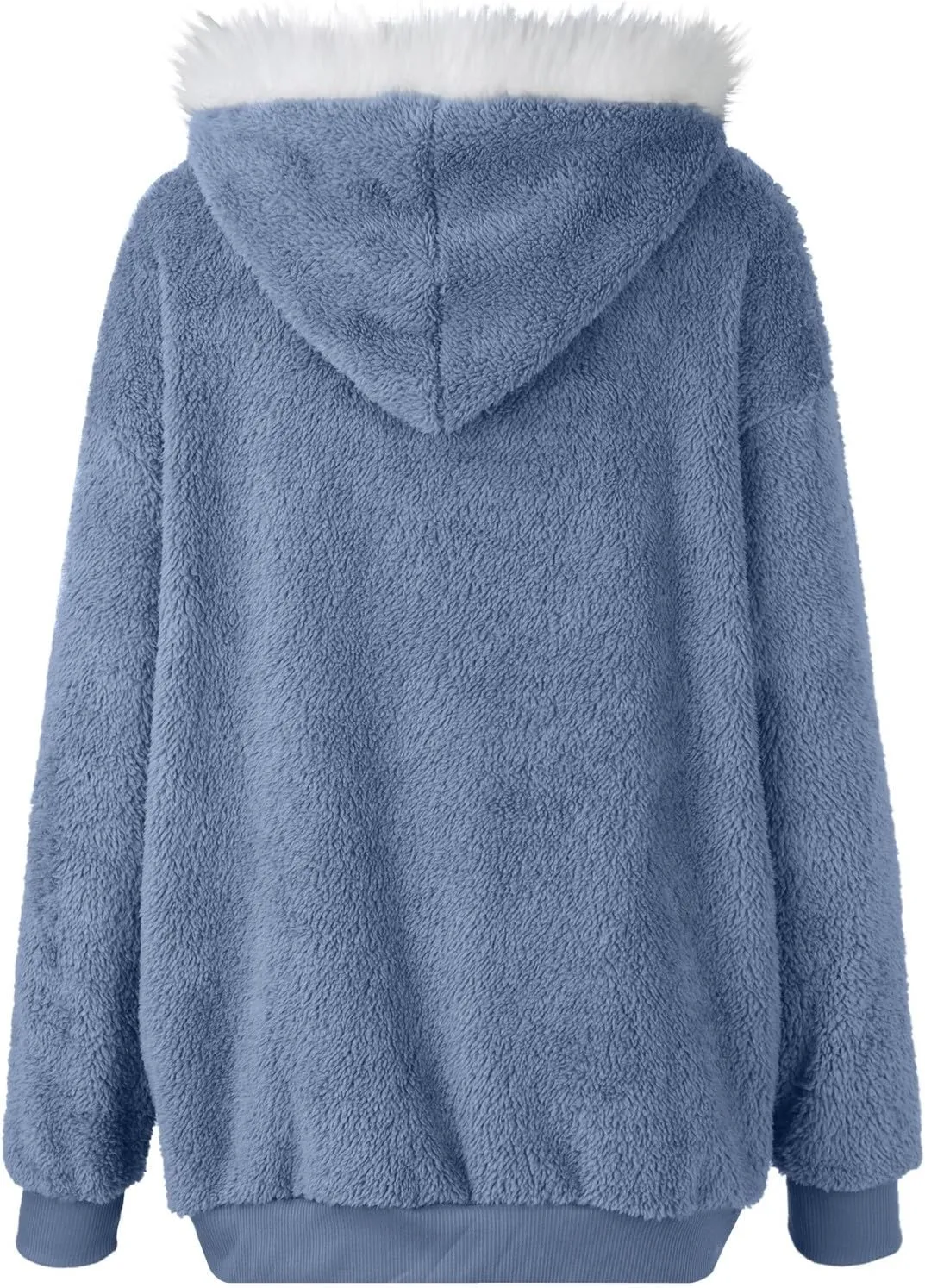 Womens Full Zip Up Sherpa Hoodie Fuzzy Fleece Jackets Oversized Fluffy Coat with Pockets S-5Xl
