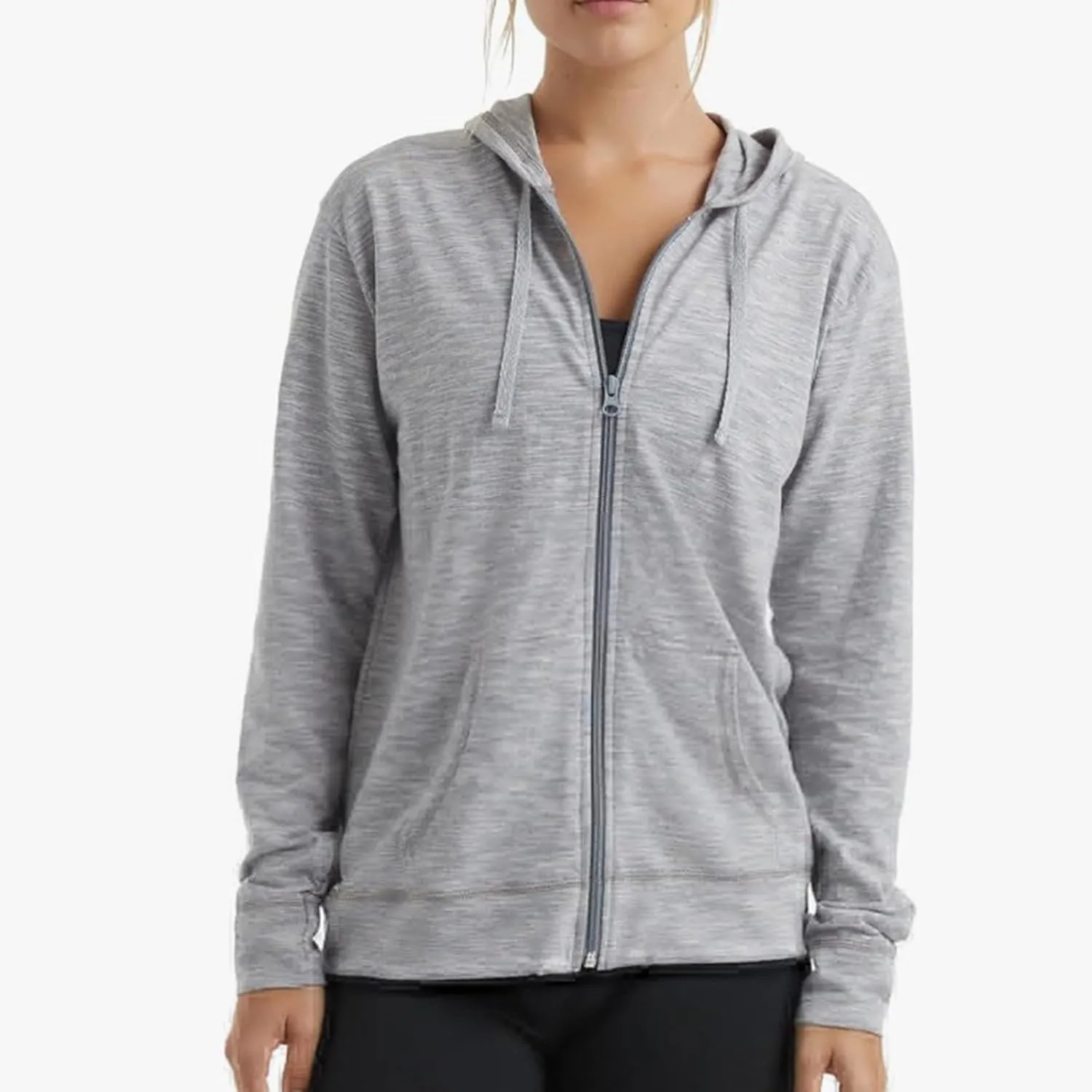 Womens Lightweight Hooded Cardigans Full Zip Drawstring Hoodies with Pockets Fall Casual Loose Hooded Coat