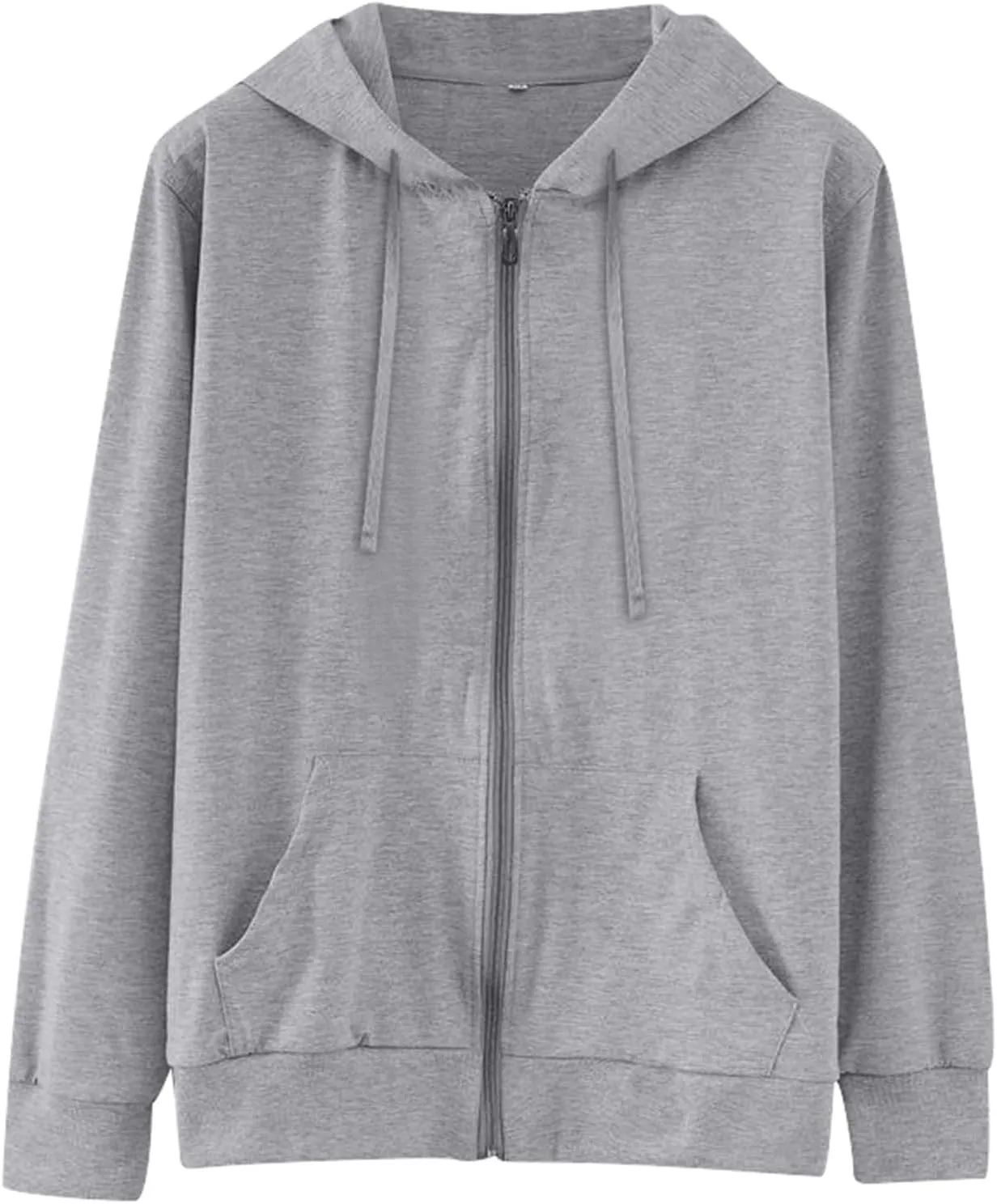 Womens Lightweight Hooded Cardigans Full Zip Drawstring Hoodies with Pockets Fall Casual Loose Hooded Coat
