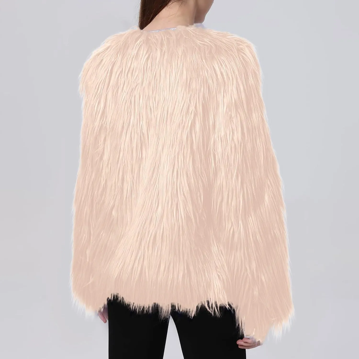 Womens Open Front Faux Fur Cardigan Winter Fashion Oversize Thermal Jackets Casual Long Sleeve Chunky Fuzzy Outwears