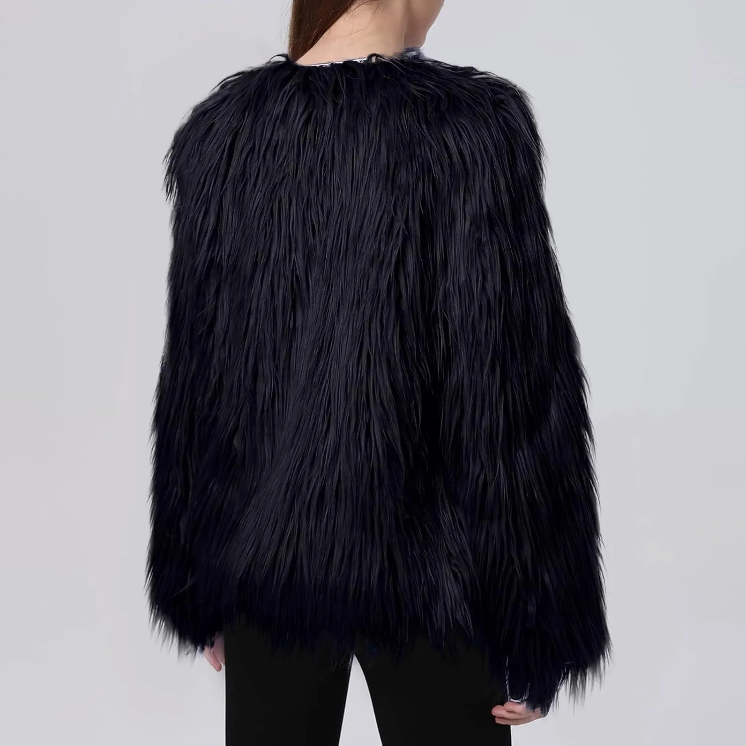 Womens Open Front Faux Fur Cardigan Winter Fashion Oversize Thermal Jackets Casual Long Sleeve Chunky Fuzzy Outwears