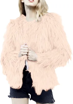 Womens Open Front Faux Fur Cardigan Winter Fashion Oversize Thermal Jackets Casual Long Sleeve Chunky Fuzzy Outwears
