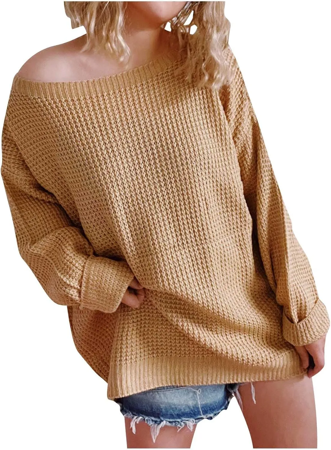 Women's Oversized Cable Knit Sweater Crewneck Long Sleeve Casual Loose Lightweight Pullover Tops 2024 Fall Clothes