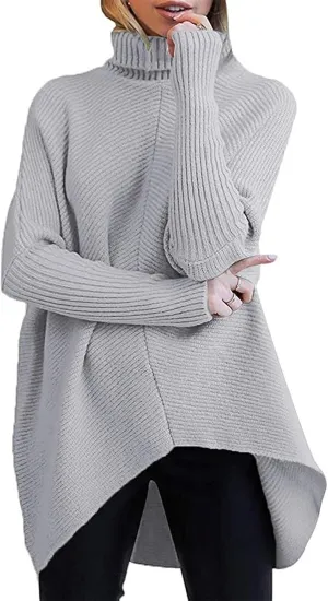 Women's Oversized Turtleneck Sweaters Batwing Long Sleeve Casual Cozy Baggy Knit Pullovers Tunic Fall Outfits