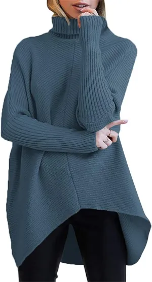 Women's Oversized Turtleneck Sweaters Batwing Long Sleeve Casual Cozy Baggy Knit Pullovers Tunic Fall Outfits